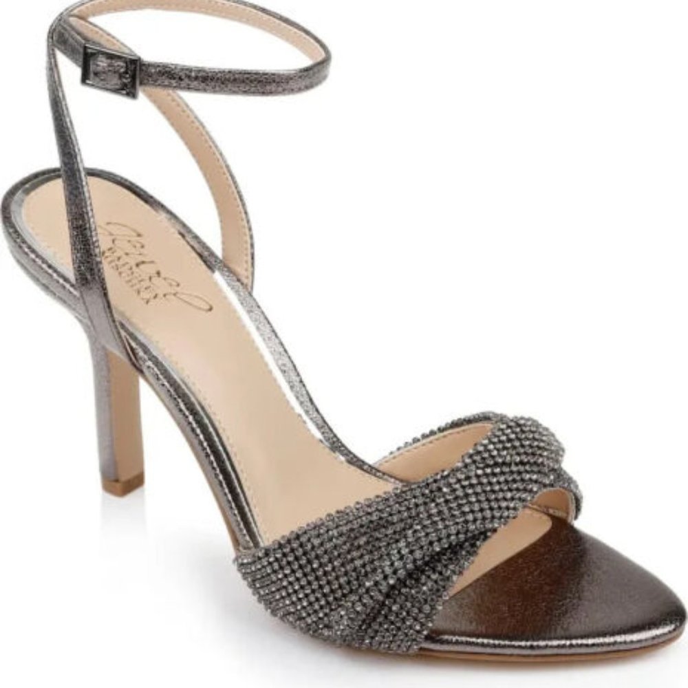 April Ankle Strap Sandal BADGLEY MISCHKA in Pewter, size 6